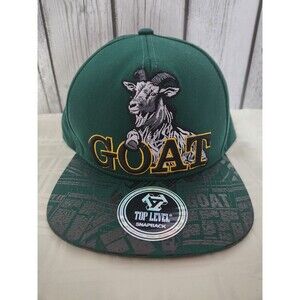 Top Level GOAT Ram Hat Mens OS Green Black Adjustable Snapback Flat Bill Cap New